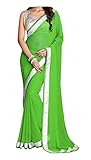 ABN Fashion Damen Faux Georgette Sari indisches ethnisches Kleid Hochzeit Sari mit ungenähter Bluse - Grün - Einheitsgröße