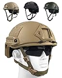 WLXW Fast Kugelsicherer Helm Level 3 Ballistischer Taktischer Helm, Persönliche Sicherheitsausrüstung, Mit Anti-Vibrationssystem, Kopf- Und Schwanzverstellung, Dämpfungssystem,Tan