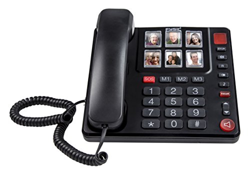 Fysic FX-3930 schnurgebundenes Telefon mit großen, gut lesbaren Tasten, sechs großen Fotoschaltflächen, einfache Bedienung