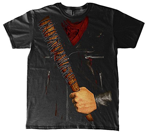 The Walking Dead T-Shirt Negan Kostüm, Schwarz aus Baumwolle (S)