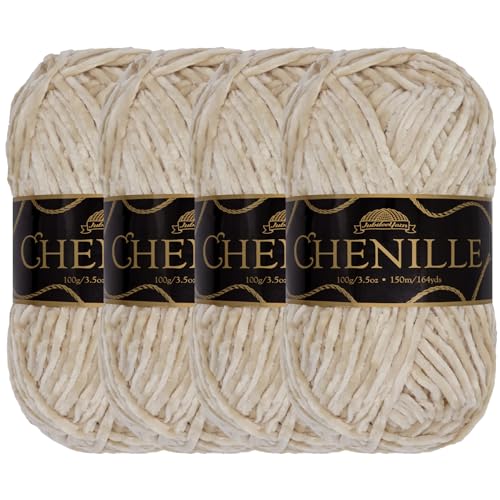 JubileeYarn Chenille-Garn – Kammgewicht – 100 g/Knäuel – Opal – 4 Knäuel