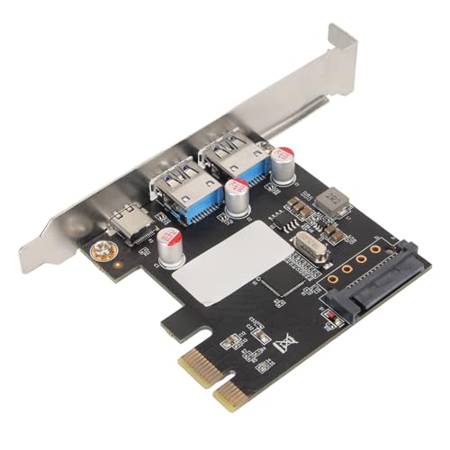 DAUZ PCI Express zu USB 3.0 Karte 1 Typ C 2 Typ A 5 Gbit/s 10 Gbit/s 3 Ports PCIe zu USB 3.0 Erweiterungskarte für Gehäuse