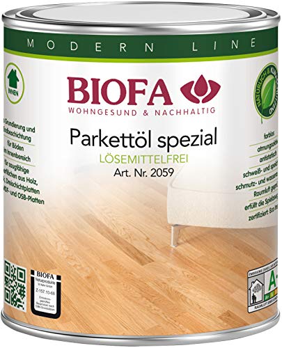 Biofa Parkettöl spezial, lösemittelfrei – Schutz und Pflege für Parkett Böden, Kork & Holz Oberflächen (0,375 Liter)