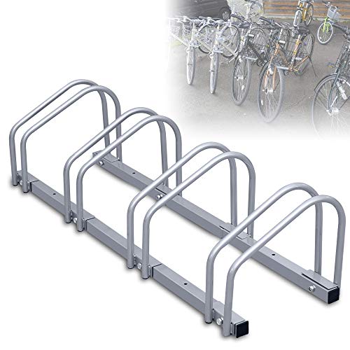 SWANEW Fahrradständer Aufstellstände für 4 Fahrräder Boden Wand Montage Metall Platzsparend mit 35-55 mm Reifenbreite Mehrfachständer Platzsparend 101 * 32 * 26cm