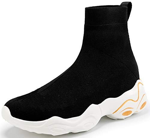 NEWQSING Unisex Mode Slip auf hohem Schnitt Walking Trainer Komfort Paar Loafer Schuhe Stricken Fitness-Studio Lauf Turnschuhe