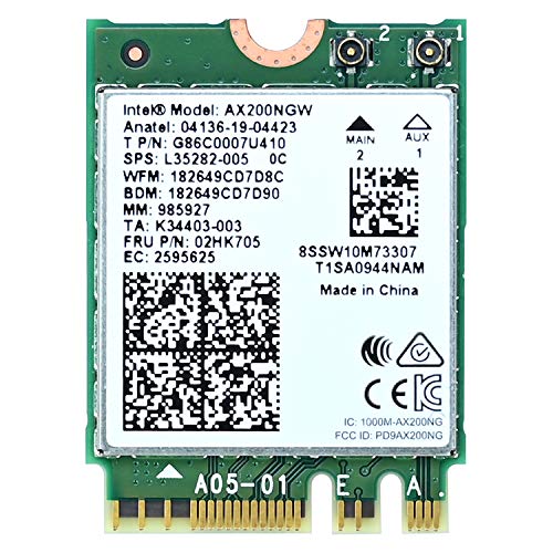 Podazz WiFi 6 Intel AX200 NGW WLAN-Karte für PC Dual-Band 5 GHz 2400 Mbps / 2,4 GHz 574 Mbps Wireless WiFi Netzwerkadapter, unterstützt Bluetooth 5.0 | MU-MIMO | unterstützt nur Win 10 (32/64 Bit)