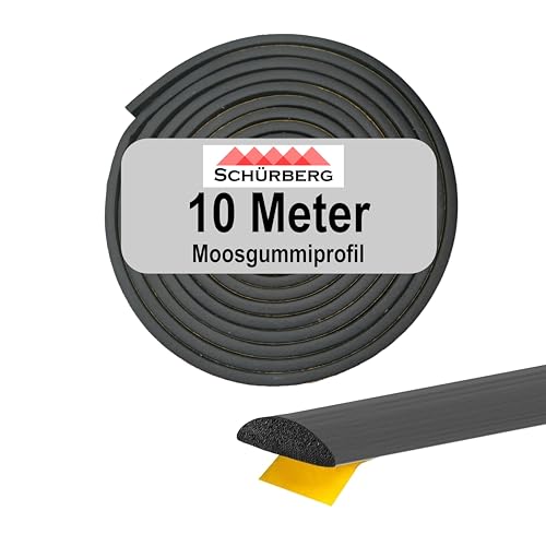 10 Meter Moosgummi Dichtung Oval - 16x3mm Gummidichtung Dichtband selbstklebend - Universell verwendbar. Zur Schall- und Temperaturdämmung für Türen, Tore