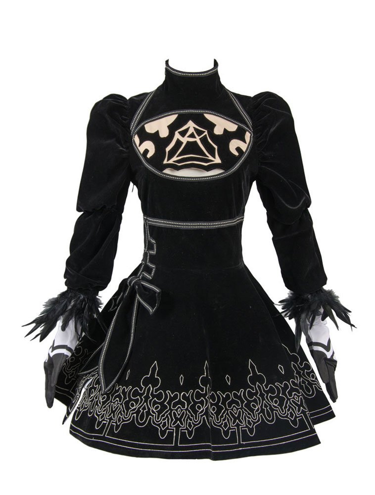 NieR:Automata 2B Uniform Dress Cosplay Kostüm Schwarz Damen XXXL