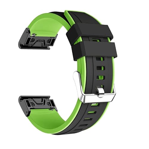 HHBYLEEE- 22 mm Silikon-Uhrenarmband für Garmin MARQ Serie/Instinct/Epix/Approach S60, einfache Passform, Schnellverschluss-Armband(schwarz/grün,For Approach S60)