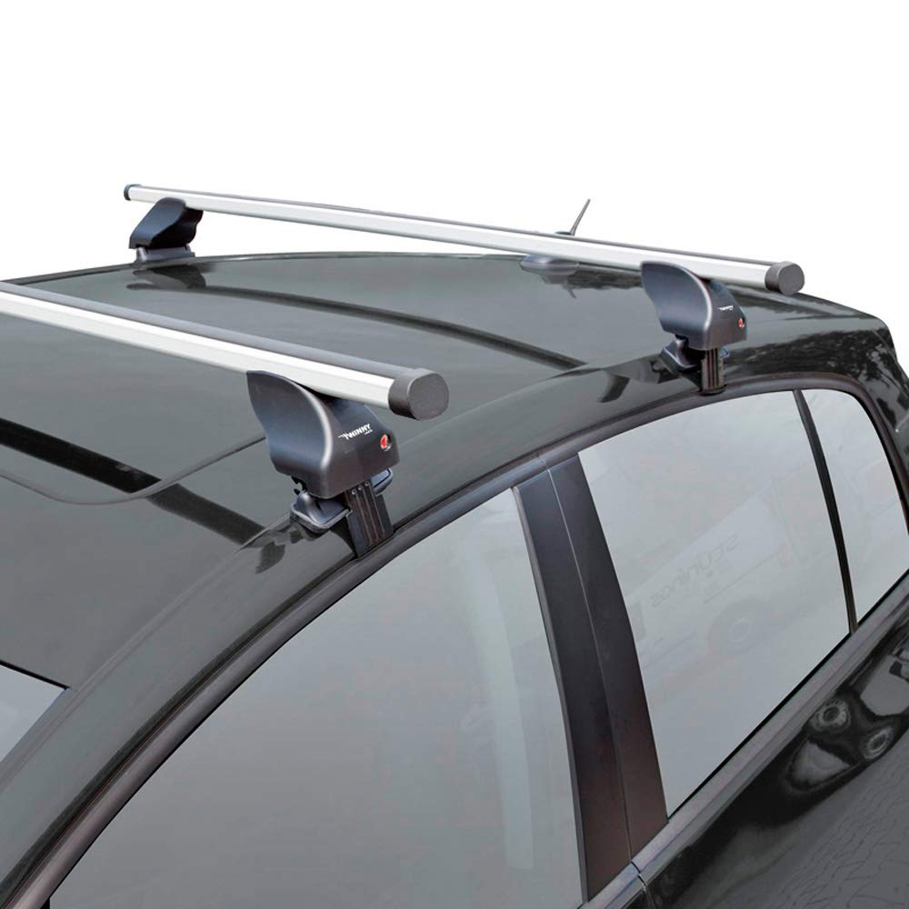 Dachträgersatz Twinny Load Aluminium A51 kompatibel mit Audi/BMW/FIAT/Ford/Seat/Skoda/VW/Volvo (für Fahrzeuge mit offene Dachreling)