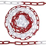 Absperrkette Rot-Weiß 5m, 10, 15m, 26m Stahl Glieder 5mm Rundstahlkette Warnkette Baustellensicherungskette (5 Meter)