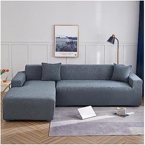 Couch Covers,Slipcover,Waterproof L Shape Sofa Cover Jacquard Thick Corner Sofa Cover Non-Slip Sectional Couch Cover Stretch Fit Furniture Protector with Elastic Bottom Machine Washable,Dunkelgrau