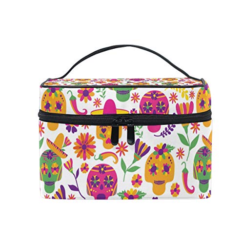 Hengpai Dia Muertos Kosmetiktasche, Reise-Make-up-Zughüllen, Aufbewahrungs-Organizer für Frauen