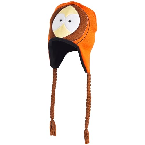 South Park Beanie Mütze Kenny McCormick Peruanische Winter Strickmütze mit Quasten, Orange, Einheitsgröße, Orange/Abendrot im Zickzackmuster (Sunset Chevron), Einheitsgröße