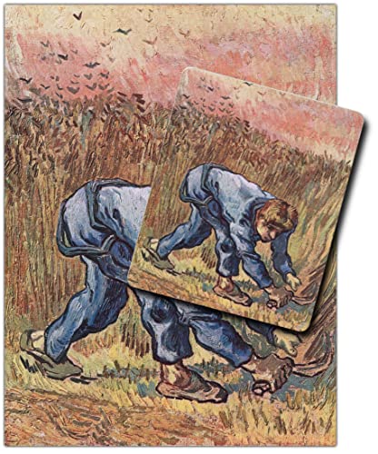 1art1 Vincent Van Gogh, Der Schnitter Mit Der Sichel, 1889 1 Kunstdruck Bild (80x60 cm) + 1 Mauspad (23x19 cm) Geschenkset