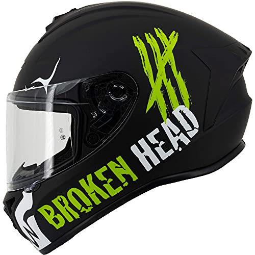 Broken Head Adrenalin Therapy VX2 - Motorrad-Helm Mit Sonnenblende - Kult-Helm In Schwarz-Weiß Matt (Ltd.) - Größe L (58-59 cm)