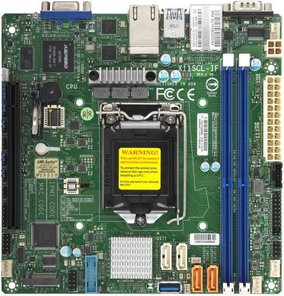Supermicro X11SCL-IF Server Mainboard - Intel Chipset - Sockel H4 LGA-1151-64 GB DDR4 SDRAM Maximum RAM - DIMM, UDIMM - 2 x Speicherplätze, Gigabit Ethernet, 2 x USB 3.1 Anschluss, 2 x RJ-45-4 x SAT