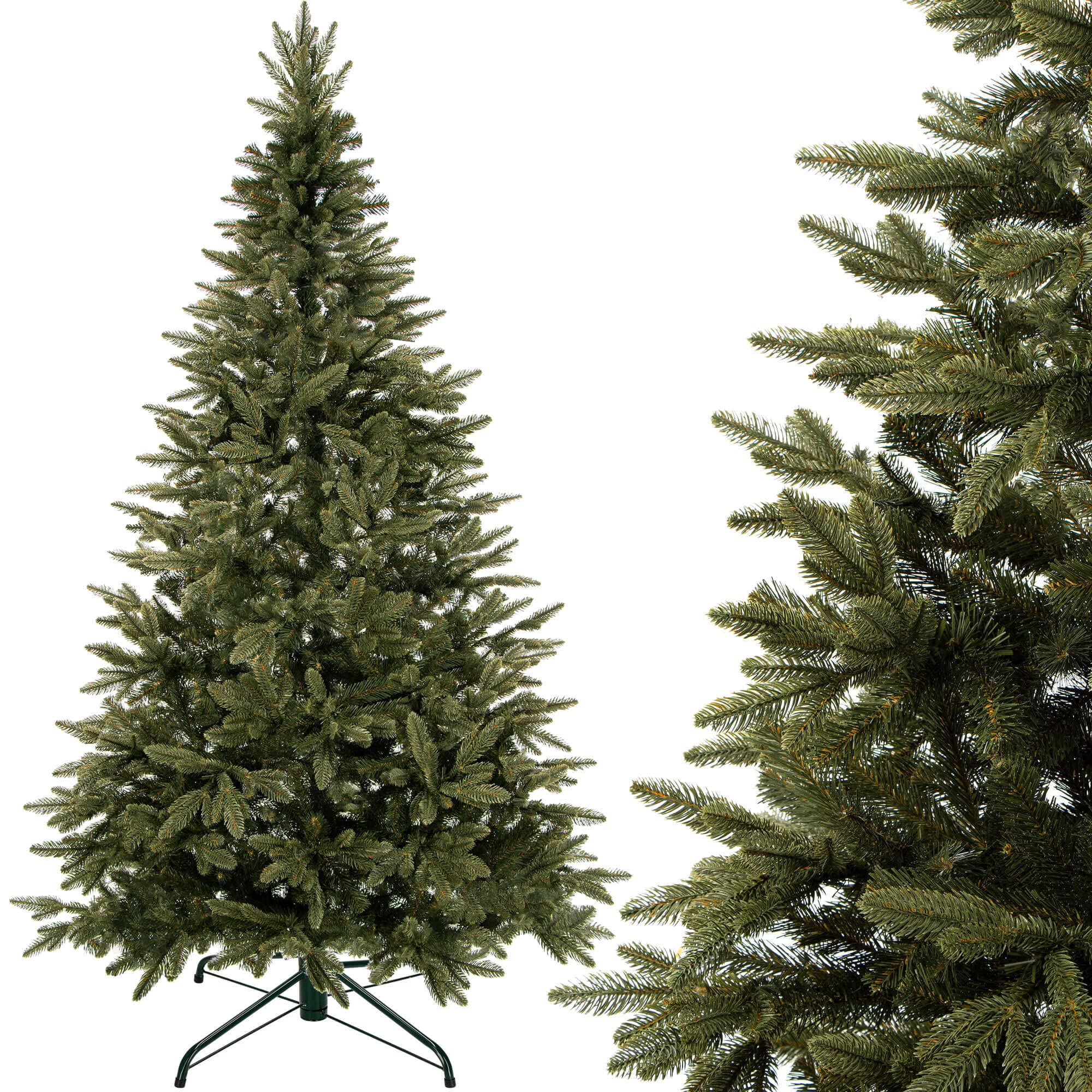 SPRINGOS Künstlicher Weihnachtsbaum Christbaum Fichte Natur 150 cm inkl. Christbaumständer Material PE-PVC Spritzguss