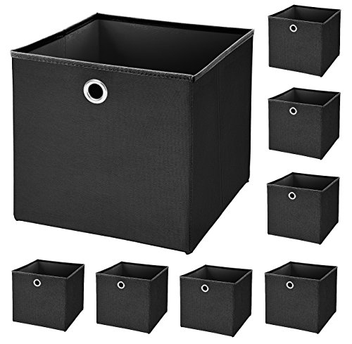 StickandShine 8er Set Schwarz Faltbox 32 x 32 x 32 cm Aufbewahrungsbox faltbar