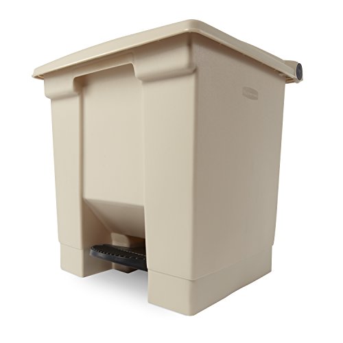 Rubbermaid Commercial 15.75x16.25x17.13-Inch 8 gal Plastic Rectangular Step On Trash Can - Beige