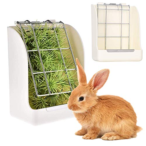 Hasen Zubehör Kaninchen Zubehoer Futterschalen für Haustiere Kaninchenfutter Bowl Hamster Feeder Automatic Kaninchenfutter Spender Heu-Feeder-Box White