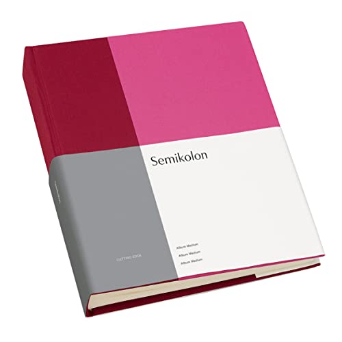 Semikolon (364815) Album Medium Cutting Edge Raspberry - Fuchsia - Foto-Album mit 40 Blättern cremeweißem Fotokarton mit Pergaminpapier - 21,1 x 25,5 cm