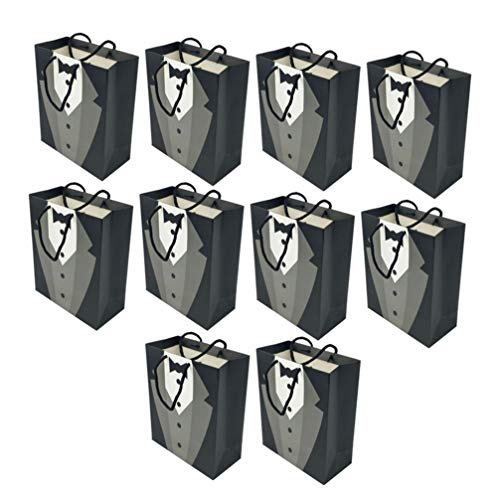 NUOBESTY Geschenktüten 10 Stück Hochzeitsgeschenk Tasche Party Verpackung Taschen für Den Empfang Brautparty Party Event (Schwarz) Papiertüten