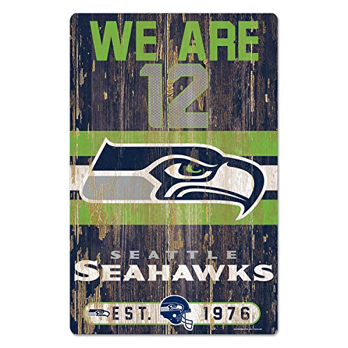 NFL Schild aus Holz Seattle Seahawks Holzschild Wood Slogan We Are 12