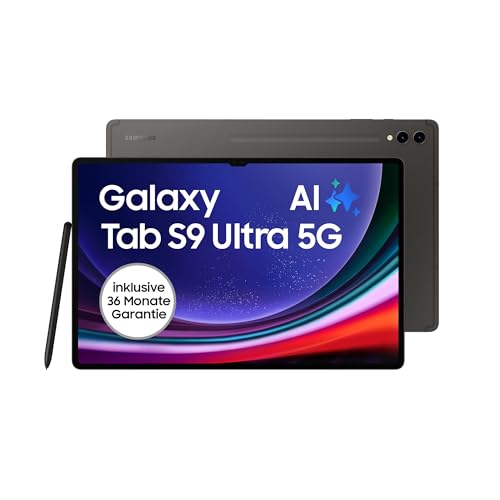 Samsung Galaxy Tab S9 Ultra Android-Tablet, 5G, 1 TB / 16 GB RAM, MicroSD-Kartenslot, Inkl. S Pen, Simlockfrei ohne Vertrag, Graphit, Inkl. 36 Monate Herstellergarantie [Exklusiv bei Amazon]