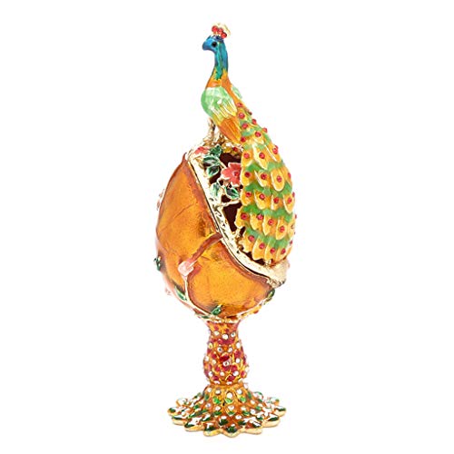 lijun Pfau Faberge-Ei handbemalte Schmuck Schmuckschatulle Geschenk für Ostern Home Decor