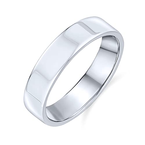 Minimalistische schlichte einfach 925 Sterling Silber flach Paare Ehering Ring für Frauen für Männer 4MM