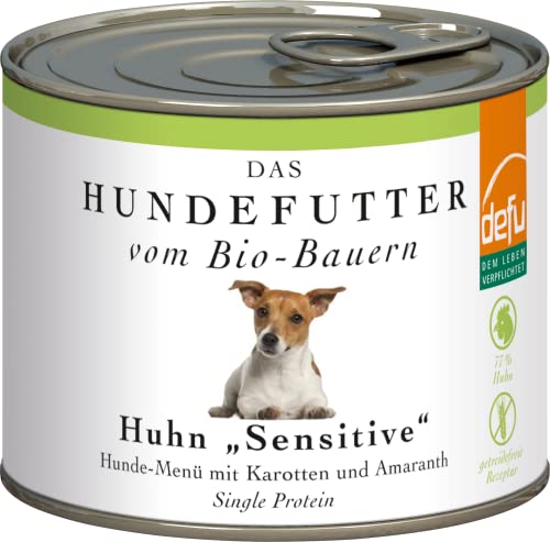 defu Hund | Bio Huhn Sensitive | Premium Bio Hundefutter | Nassfutter Menü für Hunde (12x200g)