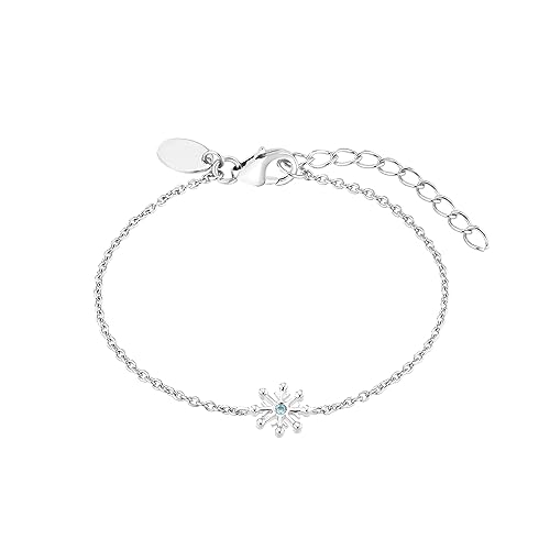 Prinzessin Lillifee Armband 925 Sterling Silber Mädchen Kinder Armschmuck, mit Zirkonia synth., 12+3 cm, Silber, Schneeflocke, Kommt in Schmuck Geschenk Box, 2036943