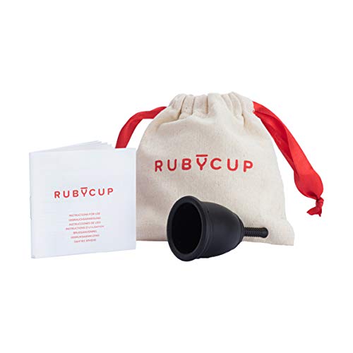 Ruby Cup Hypoallergene Menstruationstasse, Größe S (klein, leichte Periode), Schwarz, ideal für Anfänger, praktische und zuverlässige Alternative zu Tampons/Einlagen