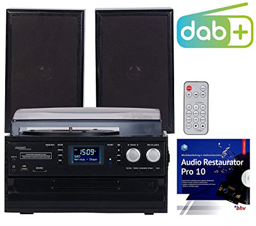 auvisio Musikanlage: 5in1-Plattenspieler mit DAB+/FM-Radio, Bluetooth, CD/Kassetten-Player (Stereoanlage mit Plattenspieler)