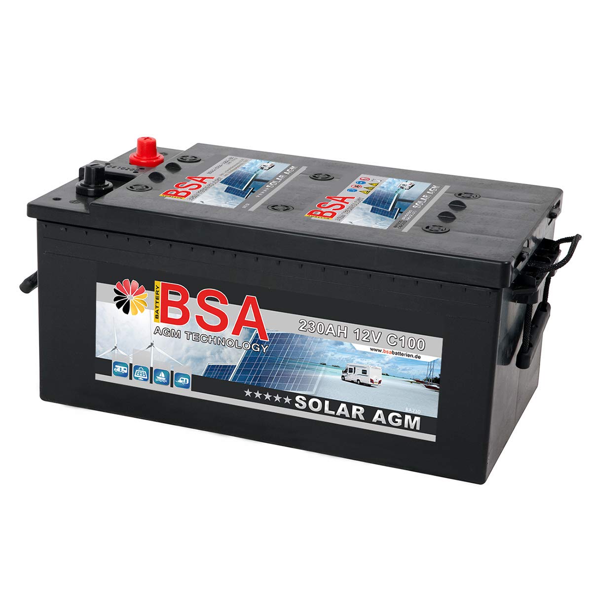 BSA Solarbatterie 12V 230Ah Solar Akku Wohnmobil Boot Schiff Versorgung AGM Gel Batterie