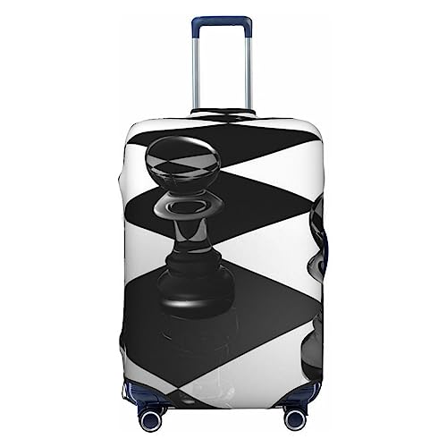 Moderne schwarz und weiß Schachbrett gedruckt Kofferabdeckung Gepäckabdeckungen Elastischer Kofferschutz Anti-Kratzer Reisekofferabdeckung Gepäckabdeckung Tasche XL, Schwarz , XL