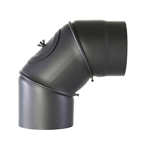 Uni-Knie 90° Winkel Ø 120 mm Senotherm® mit Tür - Wandstärke 2mm, hitzebeständig lackiert - Rauchrohrbogen, Ofenrohr-Bogen in der Farbe gussgrau