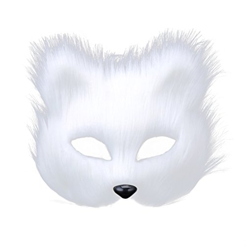 OULII Maskerade Maske Damen Herren Party Halbmasken Fuchs Masken Kostüm für Erwachsene (weiß)