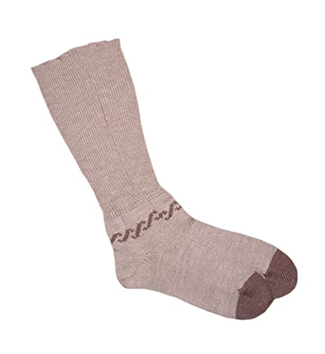 tevirP Lange Socken aus 100% Merinowolle, für Erwachsene, Herren und Damen, gestrickt Gr. Large, Beige/Braun