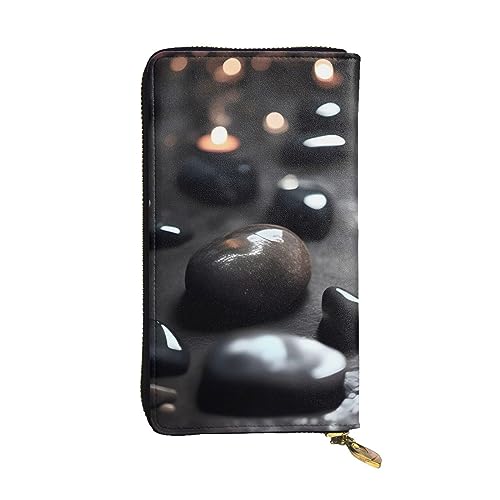 AthuAh Black Mystery Heart Stone Lange Clutch Geldbörse Damen Reißverschluss Geldbörse Multi Card Organizer & Große Kapazität Lange Brieftasche, Schwarz , Einheitsgröße