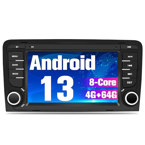 Ponskoy 7Touchscreen Upgrade Android 13 für Audi A3 2 8P Autoradio 2003 2004 2005 2006 2007 2008 2009 2010 2011 2012 2013, Carplay Stereo System 4 GB 64 GB