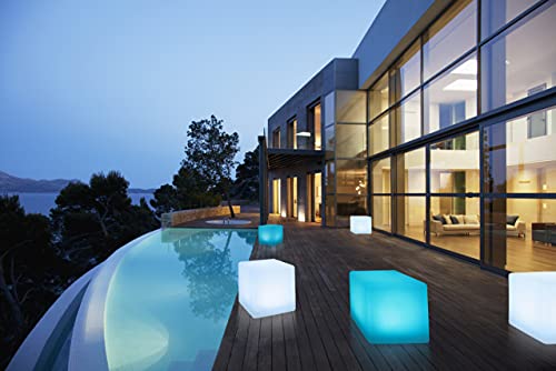 Bonetti Solarlampe für Außen in Würfel-Form mit warm-weiß, kalt-weiß oder RGB LED Licht | 30x30cm | Solarleuchte Cube | Kabellose Solarleuchte in Milchglas-Optik
