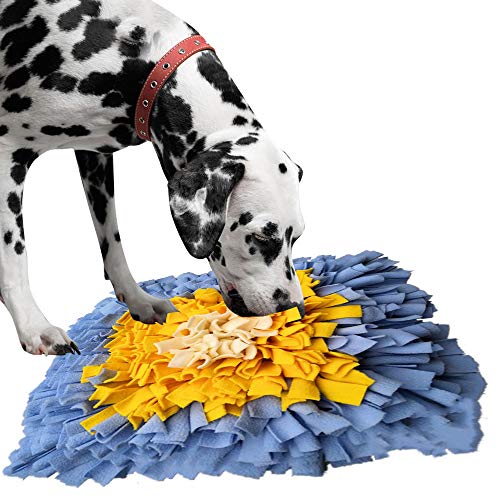 IEUUMLER Pet Training Schnupftabakmatte Hundematte Langsame Fütterung Matte Für Hunde Training Fütterung Futtersuche Geschicklichkeit Puzzle Spielzeug IE075 (45 x 45 cm, Blau & Gelb)