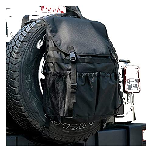 Müllsack Für Geländewagen Ersatzreifen, Automüllsack Mit 2 Außentaschen, 600D Oxford Schwarz 58 * 40cm