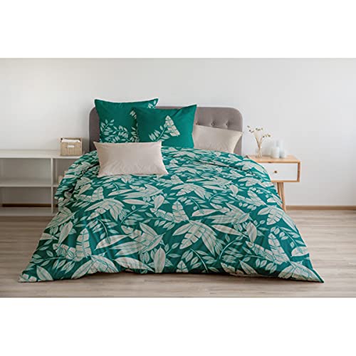 Home Passion Bettbezug, 3-teilig, 100 % Baumwolle, 57 Fäden, 2 Personen, 240 x 260 cm, Smaragdgrün