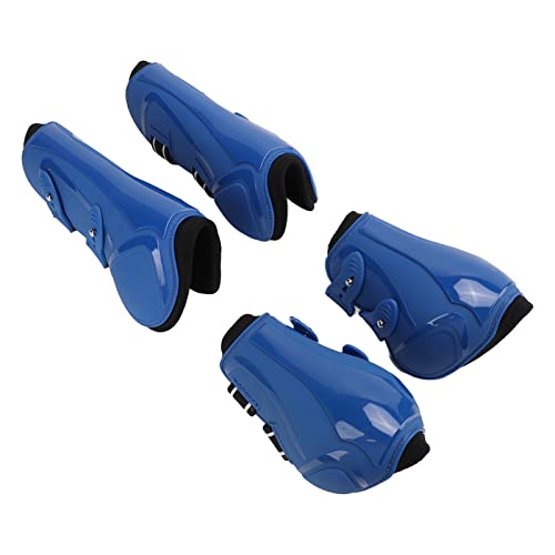 Pferdebeinschoner, Kissendämpfung, elastische PU-Pferdestiefel für Reitausrüstung(Blaues 4er-Set, L)