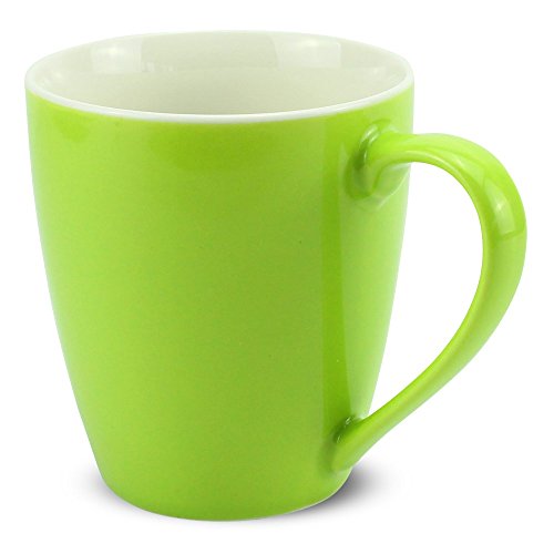 matches21 Tasse Becher Kaffeetassen Kaffeebecher Unifarben/einfarbig kiwi-grün hellgrün Porzellan 6 Stk. 10 cm / 350 ml