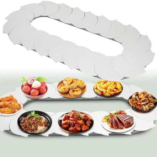 Oiyekntd 360° drehbarer Drehteller für Speisen, Wiederverwendbare Tischplatte, manuell schwenkbarer, Verstellbarer Esstisch, modularer Drehteller für Speisen, einfach zu teilen, für Party,1.2M/3.9ft
