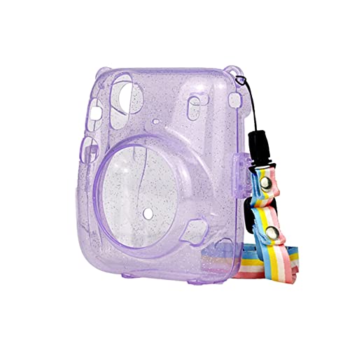 CEVIZ Sofortbildkamera-Tasche Hartschalen-Blitzschutzhülle mit Schultergurt, Pink, Lila, Blau, passend for Fujifilm, passend for Mini 11 (Color : Purple)